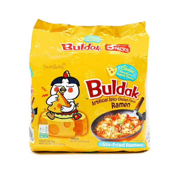 Samyang Buldak Cheese packet noodles retail packaging