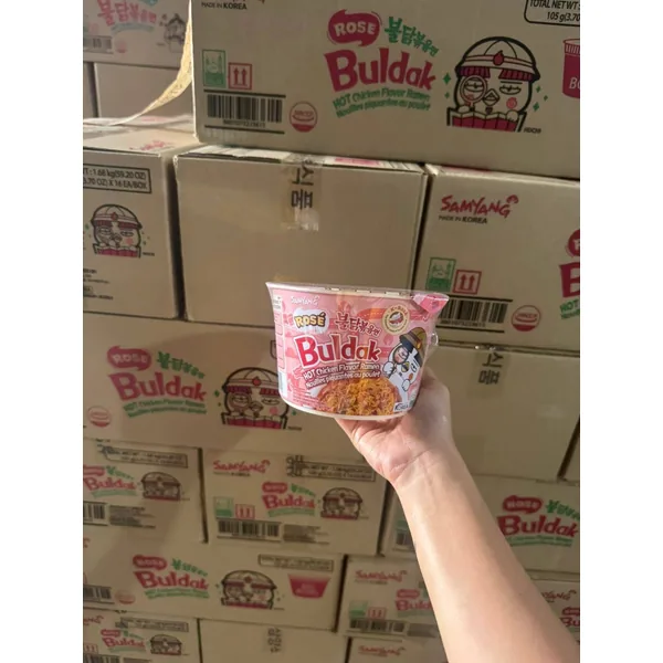 Samyang Buldak Rose cup noodles retail packaging