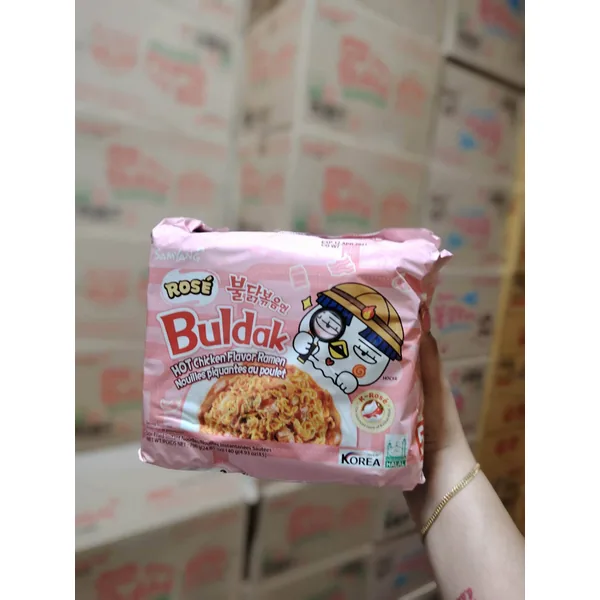 Samyang Buldak Rose packet noodles retail packaging