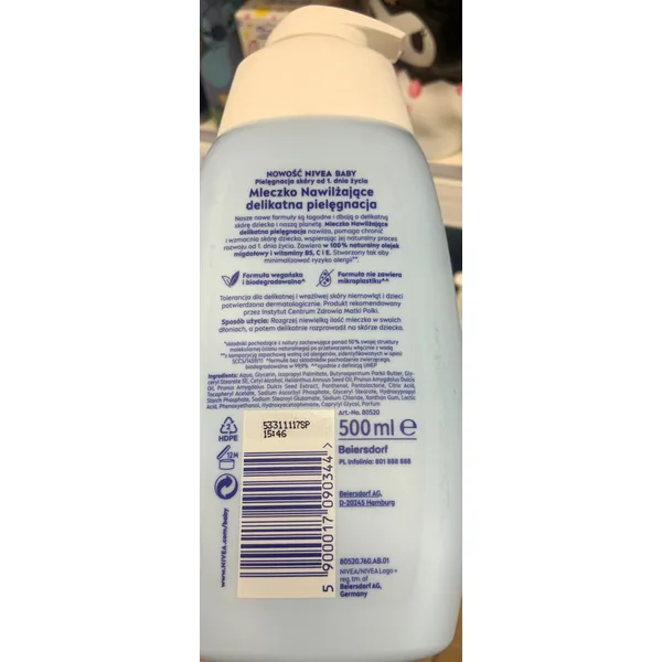 NIVEA Baby Moisturizing lotion in 500 ml retail packaging