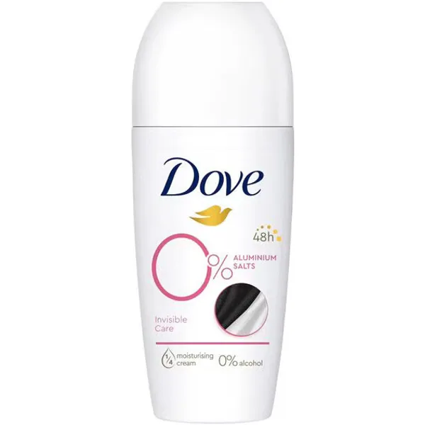 Dove Invisible Care 0% Deodorant Roller in 50 ml retail packaging