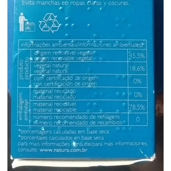Natura Desodorante Antitraspirante roll-on invisible in 75 ml retail packaging